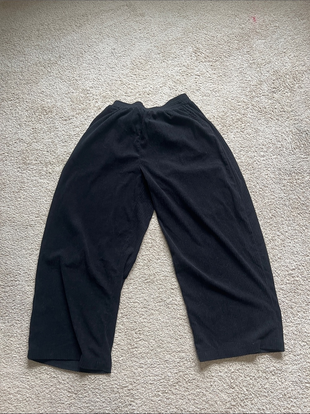 Wide Leg Black Ribbed Pants